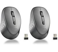 NGS Dew Gray - Mouse ottico wireless, mouse ergonomico, mouse wireless silenzioso per laptop, alta precisione con ricevitore nano, ambidestro, DPI regolabile 800/1600, plug and play (Confezione da 2)