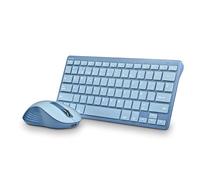 NGS Fantasy Kit Blue Tastiera e Mouse Francese AZERTY Ricaricabile Silenzioso Multimodalità (2.4GHz/BT1/BT2) 12 Tasti multimediali DPI Regolabile Compatibile PC/Mac/Tablet