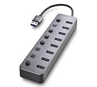 NGS IHUB 8 - Hub USB 3.0 a 8 Porte con Interruttori Indipendenti, Velocità di Trasferimento 5 Gbps, Alimentatore 5V/3A, Compatibile con PC/Mac, Design Compatto, Plug and Play