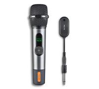 NGS Singer Star - Microfono wireless dinamico 2,4 GHz, autonomia 30 ore, controllo del volume ed eco, indicatore di batteria, connessione jack 3,5 mm e 6,3 mm - ideale per karaoke ed eventi