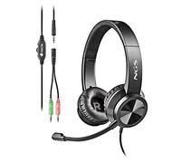 NGS MSX11 PRO - Cuffie On-Ear con Microfono Flessibile, Conessione Jack da 3,5mm e Doppio Adattatore Jack per PC, 20 Hz, Nero, Large