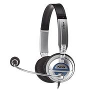 NGS MSX6 PRO - Cuffia Imbottita con Microfono Regolabile, Connessione JACK 3.5MM, Controllo del Volume Fino a 20 Hz, Colore Argento e Blu