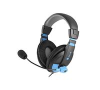NGS MSX9 PRO BLUE - Cuffie con Archetto Imbottito, Microfono e Controllo del Volume, Connessione Jack 3.5mm, 20 Hz, Colore Blu e Nero