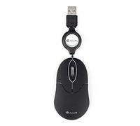 NGS SIN BLACK - Mouse Ottico 1000dpi con Cavo Retrattile USB, Mouse per Computer o Laptop con 2 Pulsanti, Ambidestro
