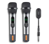 NGS Singer Star Duo - Confezione da 2 Microfoni Wireless Dinamici 2,4 GHz, Autonomia 30 ore, Controllo del Volume ed Eco, Indicatore di Batteria, Connessione Jack 3,5 mm e 6,3 mm, Ideale per Karaoke