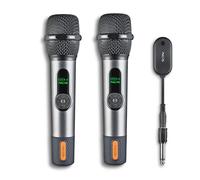 NGS Singer Star Duo - Pacchetto 2 microfoni wireless dinamici 2,4 GHz, autonomia 30 h, controllo volume ed eco, indicatore batteria, jack 3,5 mm e 6,3 mm, Karaoke ed eventi