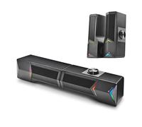 NGS SB500 - Barra audio wireless Bluetooth da 20 W, per PC, TV, smartphone, tablet, audio stereo, alimentazione USB, jack 3,5 mm, microfono, uscita cuffie, plug & play, compatta