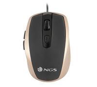 NGS TICK GOLD - Mouse Ottico 800/1600dpi con Cavo USB, Mouse per Computer o Laptop con 6 Pulsanti, Ergonomia Destrosi, Oro e Nero