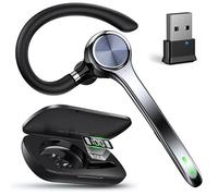 Ngsod Auricolare Bluetooth, auricolare wireless con microfono con cancellazione del rumore, custodia di ricarica da 500 mAh, supporta 72 ore di conversazione, cuffie a mani libere con pulsante muto