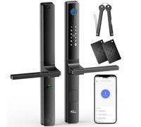 NGTeco Serratura intelligente con maniglia - Serratura di sicurezza senza chiave con impronta digitale, codice, scheda IC, WiFi per porte strette, controllo tramite applicazione, installazione facile