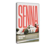 NGVDE Ayrton Senna 16 poster su tela per camera da letto, decorazione per ufficio, camera da letto, stile sportivo, regalo, con cornice, 50 x 75 cm