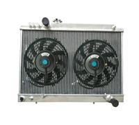 NGYBSFHxsr Ventola radiatore in Alluminio a 3 File, Compatibile con Toyota Supra MK3 JZA70 A70 3.0L Turbo MT 7MGTE 7MGE MA70 1986-1992(Radiator And 2 Fans)