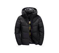 NGYYIO Giubbotti Uomo Invernali Men Down Jacket Hoody Winter Warm Coat White Duck Thick Puffer Windbreaker Parka Jackets Overcoat Man(Schwarz,L)