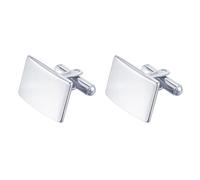 NH11213242 - Set di 2 gemelli da uomo in acciaio inox argento o nero, rettangolari, eleganti camicie da lavoro, accessorio classico, moderno, antiruggine, ipoallergenico, facile da pulire