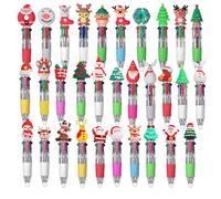 NHDDGR 30 Penne Multicolore Natalizie, Penna Multicolore 4 Colori Set di Penne a Sfera con Adorabili Animali Natalizie Kawaii, 4-in-1 Penne Gadget Compleanno Bambini Natale per Feste, Regali Bambini