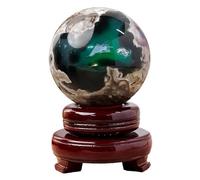 NHDVDVAV 70~80mm, Sfera di Cristallo di Agata vulcanica Naturale, Sfera di Cristallo di Quarzo con Supporto in Legno, Sfere Decorative di Pietre preziose, Sfera di Cristallo di guarigione energetica