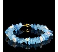 NHDVDVAV Bracciale Elastico con Cristalli Irregolari, Gioielli con Pietre preziose di Cristallo Grezzo per Donne, Braccialetti con Perline di Pietra Naturale Come Regalo di Natale per lei,Aquamarine