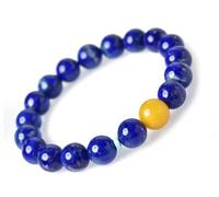 NHDVDVAV Bracciale in lapislazzuli Naturale con Perla d'ambra, Bracciale Elastico per Uomo e Donna, Gioielli Fatti a Mano, Regalo per Compleanno, San Valentino e Natale,8mm
