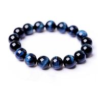 NHDVDVAV Braccialetti Elastici con Perline Rotonde in Cristallo di Occhio di Tigre Blu per Donne e Uomini, per la guarigione dei Chakra, Unisex,12mm