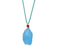 NHDVDVAV Collane con Ciondolo in Acquamarina Grezza, Pietra curativa, per Uomo e Donna, con Gemma Blu Irregolare e Catena Regolabile,10~15g