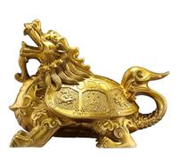 NHDVDVAV Ornamento Statua Tartaruga Drago, Statuetta Cinese Feng Shui in Ottone, attira Denaro e buona Fortuna, Scultura da Collezione, Decorazione per scrivania, Ufficio e casa,12 * 9 * 6cm