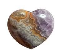 NHDVDVAV Pietre di Cristallo a Forma di Cuore in Ametista e Agata, Pietre preziose dell'amore tascabili lucidate, Pietra Naturale di Ametista Sognante per buona Fortuna, energia positiva