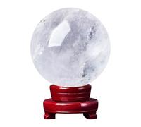 NHDVDVAV Sfera di Cristallo Bianca con Supporto Sfera di Cristallo di Quarzo Trasparente Sfere di Meditazione Cristalli curativi Regalo Fengshui Decorazione per la casa Scultura Figurina,5.1"(13cm)
