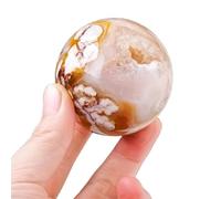 NHDVDVAV Sfera di Cristallo di Agata Sakura - Sfera di Cristallo curativa in Pietra Grezza di Agata per Feng Shui, Meditazione, Reiki, Decorazioni Natalizie e Decorazioni per la casa,40~45cm