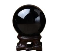 NHDVDVAV Sfera di Cristallo di Ossidiana Naturale con Base Nera, Ornamento Fengshui per la Decorazione da Tavolo dell'ufficio Domestico e per l'esposizione di opere d'Arte,3.5"(9cm)