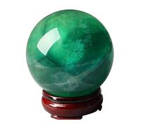 NHDVDVAV Sfera di Cristallo di Quarzo curativo Sfera di Cristallo di Fluorite Verde Naturale con Supporto Sfera di Pietre preziose Sfera Decorativa per casa Tavolo Stanza Ufficio Ornamenti,9cm/3.5in