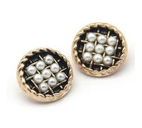 NHEISSCF Bottoni di Perle, 10 Bottoni Rotondi in Metallo Dorato con Perle da 23 mm for Abbigliamento, Artigianato Fai da Te, Accessori for Cucire(Black,23mm 10pcs)