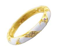 NHEISSCF Bracciale cloisonné, Braccialetti ovali in Smalto e Strass Artigianali, Accessori Moda Donna, Braccialetti cloisonné, Gioielli Traforati placcati in Oro(White)