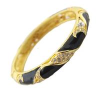 NHEISSCF Bracciale cloisonné, Braccialetti ovali in Smalto e Strass Artigianali, Accessori Moda Donna, Braccialetti cloisonné, Gioielli Traforati placcati in Oro(Black)