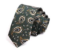 NHEISSCF Cravatte da Uomo, Cravatta da Uomo alla Moda, Stile Coreano, Formale, Stretta, Verde Scuro, con Fiori di anacardi Phnom Penh, Annodare