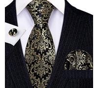 NHEISSCF Cravatte da Uomo, Cravatta di Seta Floreale Lusso in Oro, Regalo for Uomo, Cravatta da Matrimonio, Cravatte, Set fazzoletti Lavoro