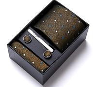 NHEISSCF Cravatte da Uomo, Cravatte da Uomo a Quadri a Righe, Set con Cravatta e Fazzoletto Taschino, Gemelli, fermacravatta, for Occasioni Formali, aziendali Matrimoni