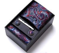 NHEISSCF Cravatte da Uomo, Set di Cravatta in Seta da Uomo e Fazzoletto Taschino con Fermaglio for Gemelli, Set Cravatte Intrecciate for Matrimoni, Affari, Balli fine Anno