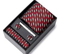 NHEISSCF Cravatte da Uomo, Set di Cravatte da Uomo, in Seta, fazzoletti Taschino, fermacravatte e Gemelli for, Regalo