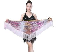 NHEISSCF Gonna per Danza del Ventre, Cintura Triangolare con Nappe Lunghe in 16 Colori, Cintura for Danza del Ventre con Paillettes