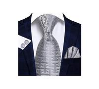 NHEISSCF Set Cravatta da Uomo in Seta con Polsini con Fazzoletto for Feste di Matrimonio e Affari