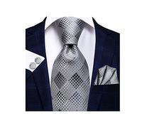 NHEISSCF Set Cravatta da Uomo in Seta con Polsini con Fazzoletto for Feste di Matrimonio e Affari