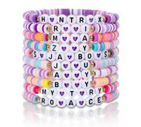 Nhemeylp 10 braccialetti Kpop con perline per ragazze e donne, set di braccialetti dell'amicizia K-pop con lettera, in argilla morbida, gioielli K pop per festival musicali, feste cinematografiche e