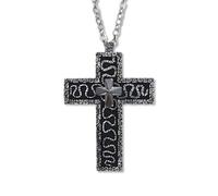 Nhemeylp Collana con ciondolo a forma di croce in acciaio inox, per uomini e donne, squisita collana con croce regalo per compleanno cristiano, Natale, Pasqua, giorno del Ringraziamento