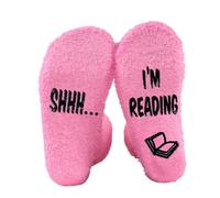 Nhemeylp Regali per Amanti dei Libri per Uomini e Donne, SHHH! Sto Leggendo Morbidi Calzini Divertenti con Scritta, rosa, Taglia unica