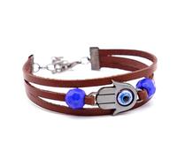 Nhemeylp The Last Us Dina, braccialetto vintage marrone a tre file per accessori cosplay braccialetti in pelle regolabile per donne fidanzate fan corda multistrato cinturino occhi blu