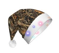 NHGJnk Autunno Camoflauge Stampa Adulto Peluche Led Cappello di Natale, Illuminato Santa Cap Con Bordo Morbido Per La Celebrazione Di Natale
