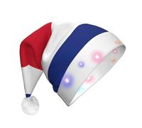 NHGJnk Bandiera della Costa Rica Stampa Adulto Peluche Led Cappello di Natale, Illuminato Santa Cap Con Bordo Morbido Per La Celebrazione Di Natale