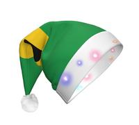 NHGJnk Bandiera della Giamaica Stampa Adulto Peluche Led Cappello di Natale, Illuminato Santa Cap Con Bordo Morbido Per La Celebrazione Di Natale