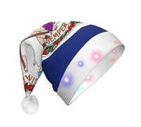 NHGJnk Bandiera della Virginia Stampa Adulto Peluche Led Cappello di Natale, Illuminato Santa Cap Con Bordo Morbido Per La Celebrazione Di Natale
