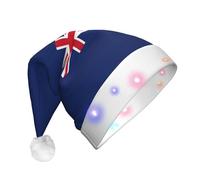 NHGJnk Bandiera delle Isole Turks e Caicos Stampa Adulto Peluche Led Cappello di Natale, Cappello di Babbo Natale Illuminato Con Bordo Morbido Per Celebrazione di Natale